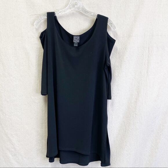 CLARA SUNWOO black Signature Cold Shoulder Tunic size Medium made in USA - Picture 5 of 12